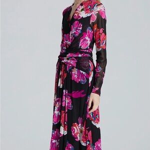 Floral Black and Pink Women's Dress